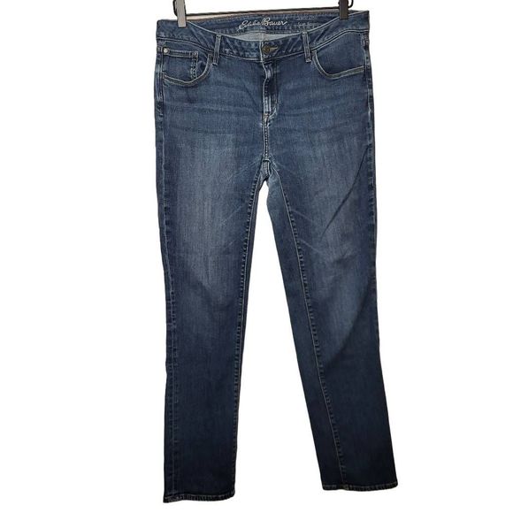 Eddie Bauer Denim - Eddie Bauer Womens Curvy Slim Straight High Rise Denim Jeans Size 12 Stretch